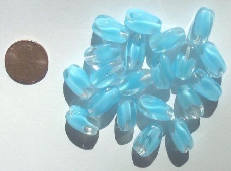 20 17x11mm Twisted Crystal Aqua Nuggets