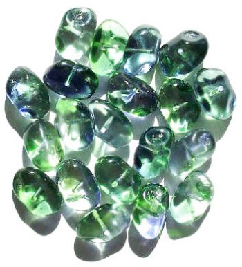 20 18x12x9mm Green & Blue Potato Nugget Beads