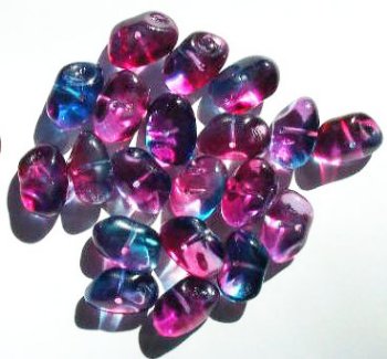 20 18x12x9mm Fuchsia & Blue Potato Nugget Beads