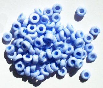 100 3x7mm Rough Cut Chalk Periwinkle Glass Spacer Beads