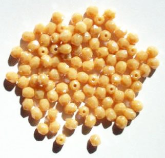 100 4mm Faceted Opaque Beige Lustre Firepolish Beads