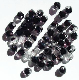 50 6mm Faceted Two Tone Crystal & Dark Amethyst Beads