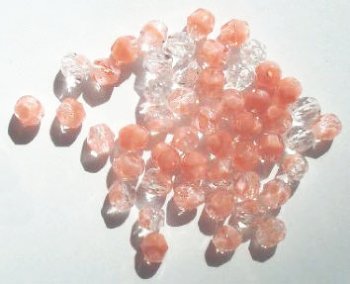 50 6mm Faceted Two Tone Crystal & Satin Pink Beads