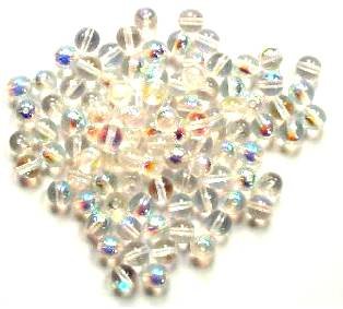 50 6mm Transparent Crystal AB Round Glass Beads