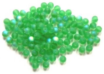 50 6mm Transparent Matte Light Green AB Glass Beads