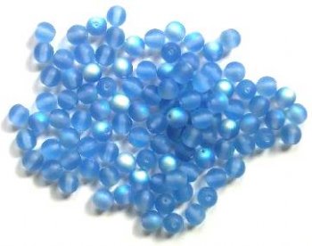 50 6mm Transparent Matte Light Sapphire AB Glass Beads