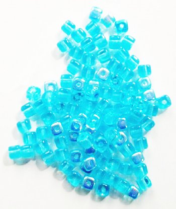 100 5mm Transparent Aqua AB Cube Beads