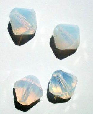 4 15x14mm Faceted White Opal Bicones