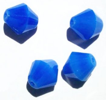 4 15x14mm Faceted Milky Blue Bicones