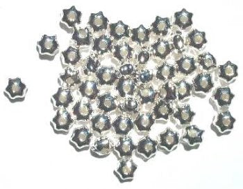 50 5x7mm Bright Silver Plated Puffed Star Spacer Beads