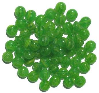 60 6x9mm Green & Yellow Marble Glass Spacer Beads