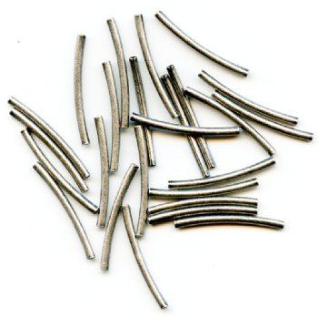 25 25x1.5mm Brushed Silver Plated Curved Tube Beads