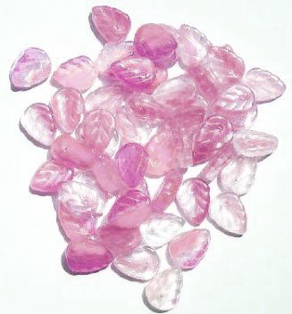 50 11x8mm Crystal and Pink Pendant Drilled Leaf Beads