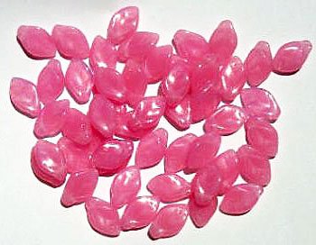 50 12mm Milky Pink Opal Glass Leaf Beads