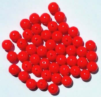 25 8mm Round Opaque Orange Red Glass Beads