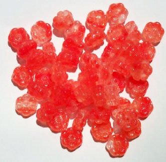 50 8mm Crystal Red Marble Center Hole Flower Beads