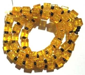 50 6x6mm Yellow Crackle Cube Beads