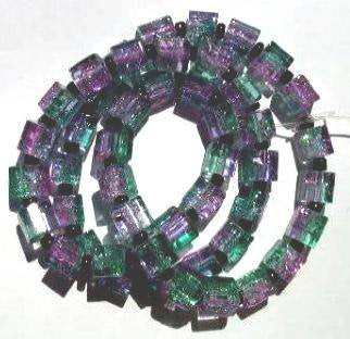 50 6x6mm Violet & Teal Crackle Cube Beads