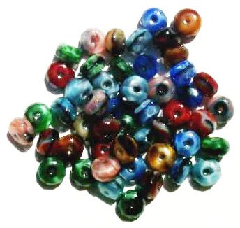25 5x7mm Faceted Satin Marble Donut Beads Mix Pack