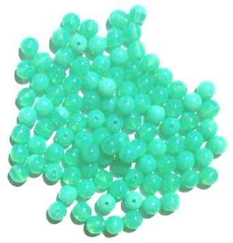 50 6mm Milky Opal Green Round Glass Beads