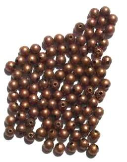 100 3mm Round Antique Copper Metal Beads