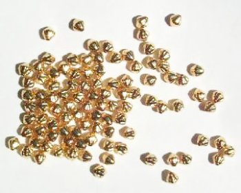 100 4mm Gold Plated Corrugated Bicone Metal Beads