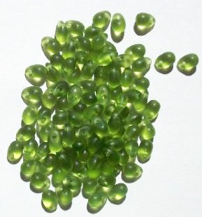 100 4x6mm Transparent Matte Olive Drop Beads