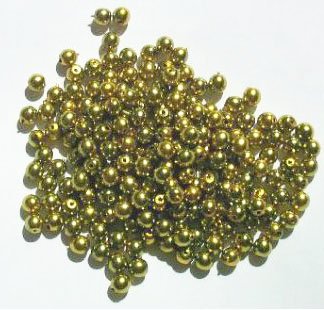 200 4mm Lime Round Glass Pearl Beads