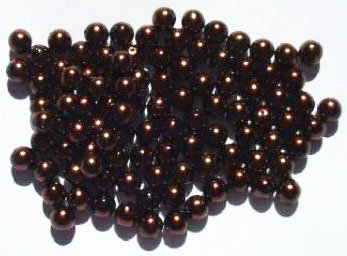 100 6mm Round Dark Bronze Glass Pearl Beads