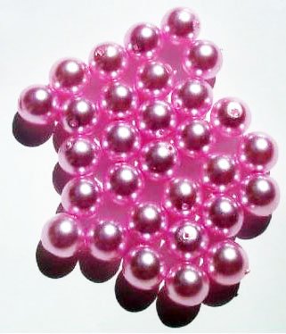30 10mm Round True Pink Glass Pearl Beads