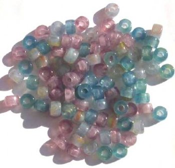 100 4x6mm Pastel Marble Mix Crow Beads