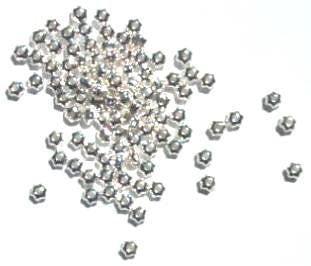100 2x3mm Bright Silver Plated Star Spacer Beads