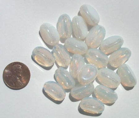 20 17x10mm Three-Sided White Opal Lustre Nuggets