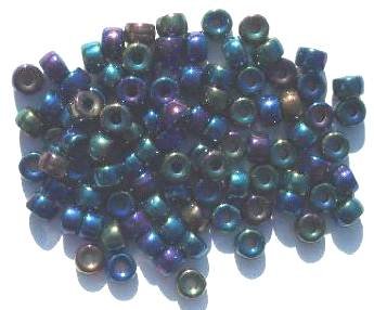 100 4x6mm Crow Beads Metallic Navy AB