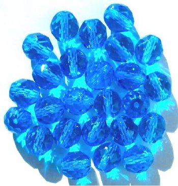 25 10mm Faceted Round Transparent Aqua Firepolish Beads