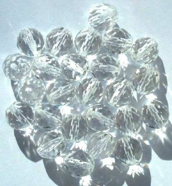 25 10mm Faceted Round Transparent Crystal Firepolish Beads