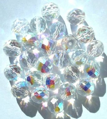 25 10mm Faceted Round Transparent Crystal AB Beads