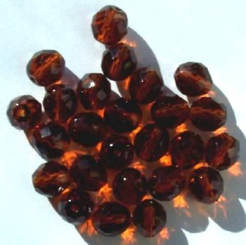 25 10mm Faceted Round Transparent Dark Topaz Beads