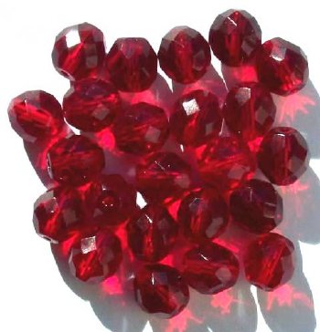 25 10mm Faceted Round Transparent Garnet Firepolish Beads