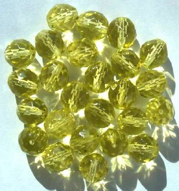 25 10mm Faceted Round Transparent Jonquil Firepolish Beads