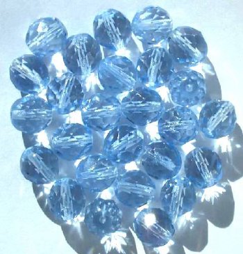 25 10mm Faceted Round Transparent Light Sapphire Firepolish Beads