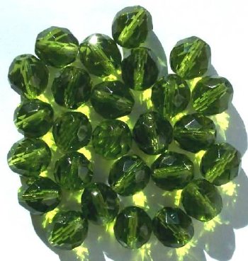 25 10mm Faceted Round Transparent Olivine Firepolish Beads
