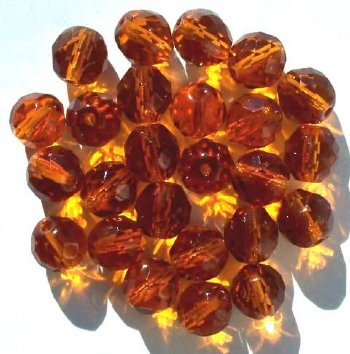 25 10mm Faceted Round Transparent Topaz Firepolish Beads
