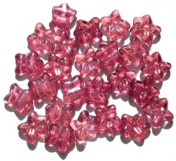 25 12x14mm Raspberry Pink Iris Lustre Two Hole Flowers