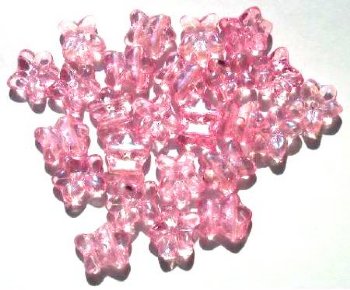 25 12x14mm Pink Iris Lustre Two Hole Flowers