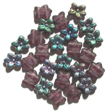 25 12x14mm Matte Amethyst AB Two Hole Flowers