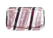 1 22x14 Amethyst Lampwork Rectangle with Stripe and Silver Foil