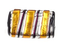 1 22x14 Yellow Lampwork Rectangle with Stripe and Silver Foil