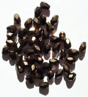 50 7x5mm Faceted Metallic Bronze Drop Beads