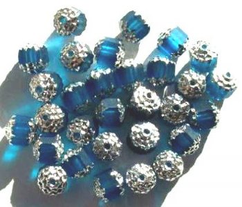 30 8mm Cathedral Aqua with Silver Ends